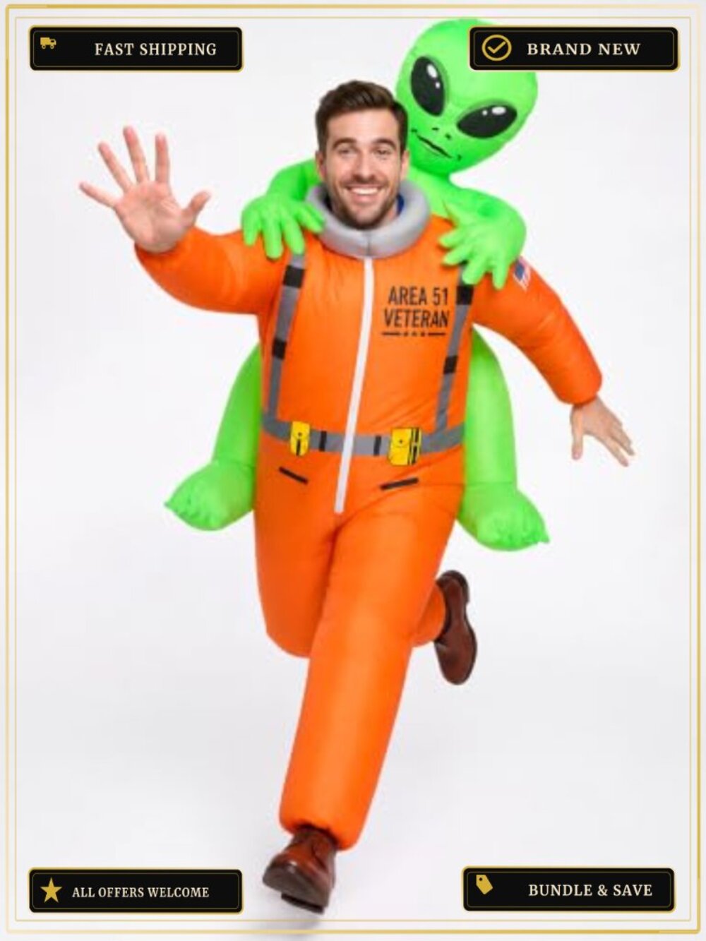 Inflatable Alien Astronaut Costume Adult Blow Up Party Outfit